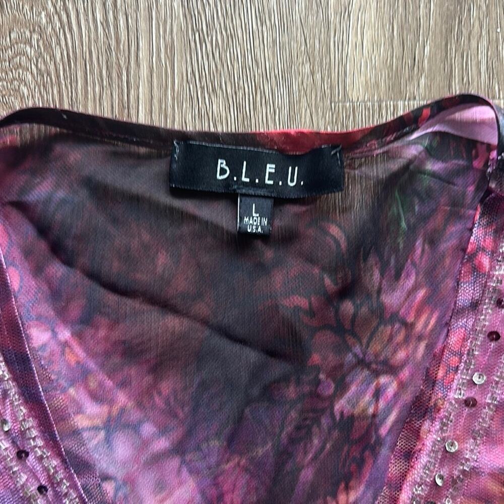 B.L.E.U Vintage Y2K Flowy Long Sleeve Top Size Large Printed - Picture 2 of 8